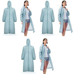 PALAY® Rain Ponchos for Adults Reusable EVA Raincoats with Hood for Women Men Camping Hiking Music Festival Outdoor Activities Pack of 2 Blue 3PCS