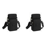 PALAY Small Crossbody Phone Bag for Women with 3 Zipper Layers 19×10×6cm Oxford Cloth | Black 2 PCS