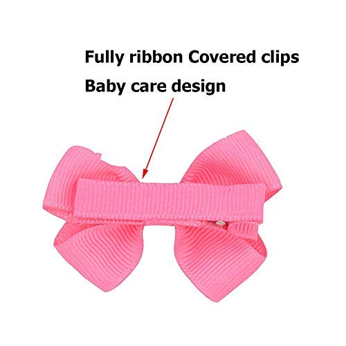 PALAY® Mini Hair Bow Grosgrain Ribbon Hair Bows With Alligator Bow Clips For Baby Girls Toddlers Kids, 20 Pieces Colors, Multicolour