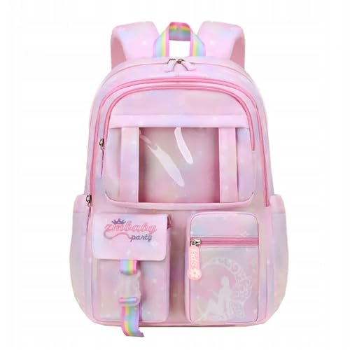 PALAY® School Backpacks for Girls Stylish School Bags for Girls Kids 7-12 Years Old Cartoon Water Resistant Backpack Durable Burden Relief School Bag Children's Day Birthday Gift for Girls - Pink