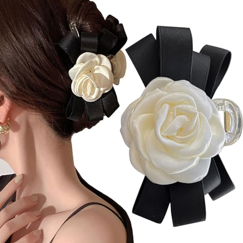 PALAY® Hair Claw Clips for Women Large Camellia Flower Claw Clip Aesthetic Elegant Plastic Jaw Clips Bow Hair Clips for Women Ladies Medium Thick Hair