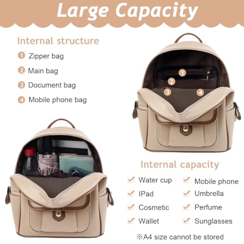 PALAY® Women Backpack Fashion Women Shoulder Bag Backpack PU Travel Backpack with Handle Fashion Women Backpack Contrast Color Zipper Backpack for Daily Commuting, Travel, School