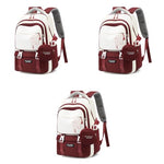 PALAY® Girls Backpack School with Small Zipper Pouch Fashion Red Nylon Padded Shoulder Straps Handle Design Multi Compartment Large for Camping Travel 3 PCS