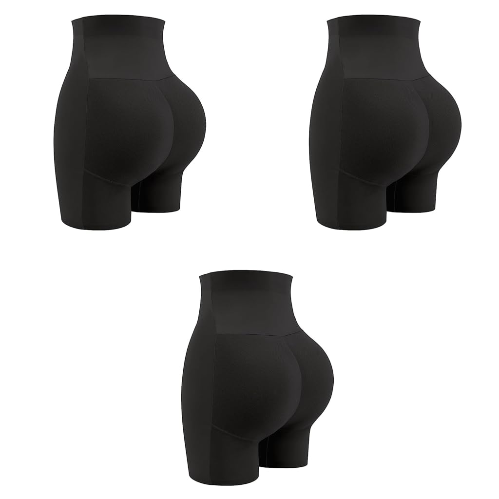PALAY Butt Lifter Padded Underwear for Women with 3D Hip Pads | Seamless Tummy Control 3PCS Black