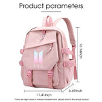 PALAY® BTS Bag for Girls, Kids Stylish Kpop Bangtan BTS School Backpack for Boys, Girls Student Bag for School, College Shoulder Backpack for Girls, Boys Laptop Bags BTS Gift Girls, Boys - Black