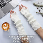 PALAY® Arm Warmers for Women, White Long Fingerless Gloves for Women, y2k Aesthetic Clothes Winter Knitted Arm Sleeves Gloves for Teen Girls, Hand Warmer for Daily, Party, Hip Hop