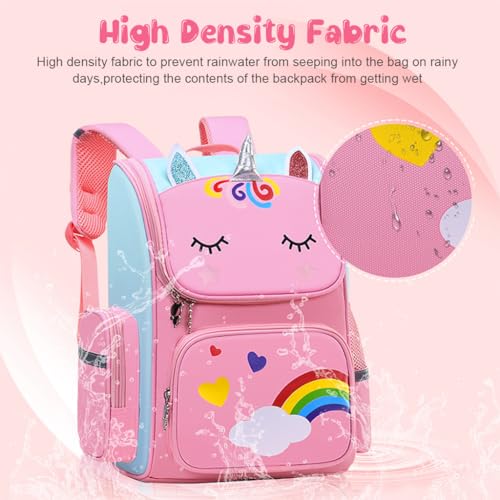 PALAY® Girls School Backpack Unicorn Cartoon Backpack Primary Bookbag Waterproof Backpack for School