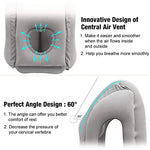 PALAY® Inflatable Travel Pillow, Inflatable Neck Air Pillow for Sleeping, Support Head, Chin, Neck and Lumbar, Avoid Neck & Shoulder Pain, Comfortable for Airplane, Car, Polyvinyl Chloride, Grey