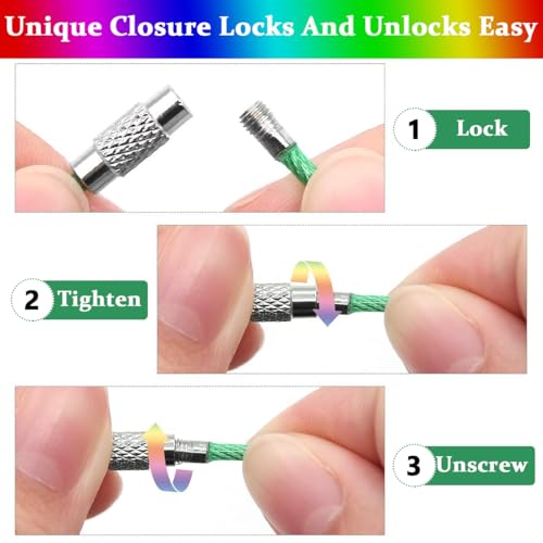 PALAY® 32PCS Stainless Steel Keychain, 1.5mm Coated Wire Keychain Cable Large Key Rings for Luggage Tags, Key Tags, Keyrings, Kitchen Utensils (15cm*1.5mm)