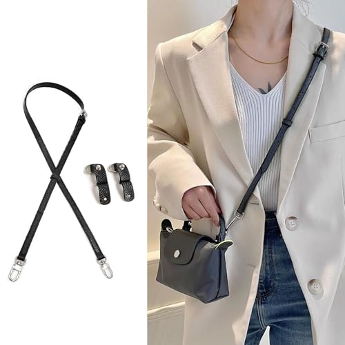PALAY® Bag Leather Strap Replacement Crossbody Shoulder Straps Fashion 47 Inch Adjustable Quick Release Purse Modification DIY Kit Black 3PCS