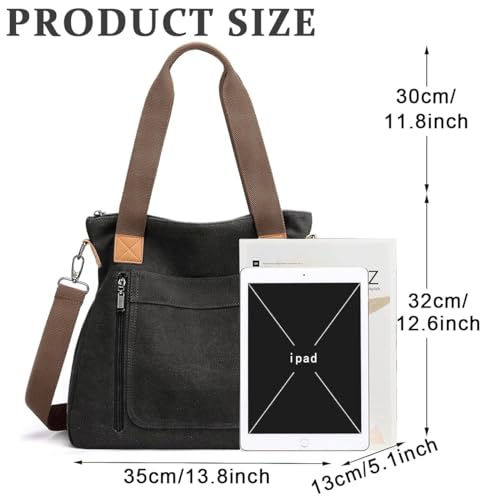 PALAY® Handbag for Women, Girls Stylish Detachable Shoulder Strap Canvas Shoulder Bag for Women & Girls - Black