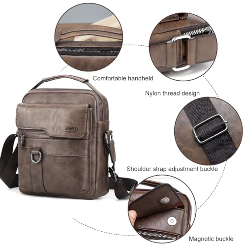 PALAY® Sling Bag for Men PU Leather Side Bag for Men Messenger Bags Satchel Crossbody Bag for Travel Office Business College