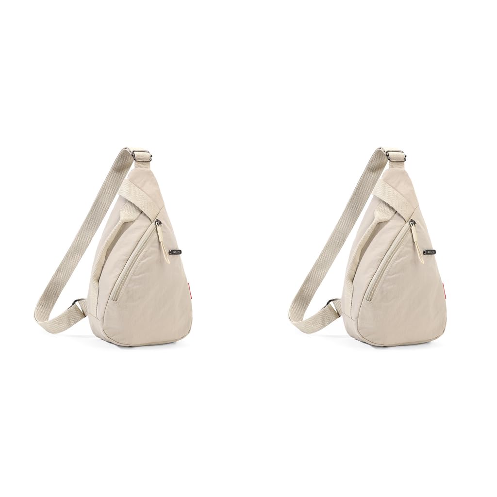 PALAY Chest Bag for Everyday Use with Zipper Pouch and Handle in Beige | Unisex Sling