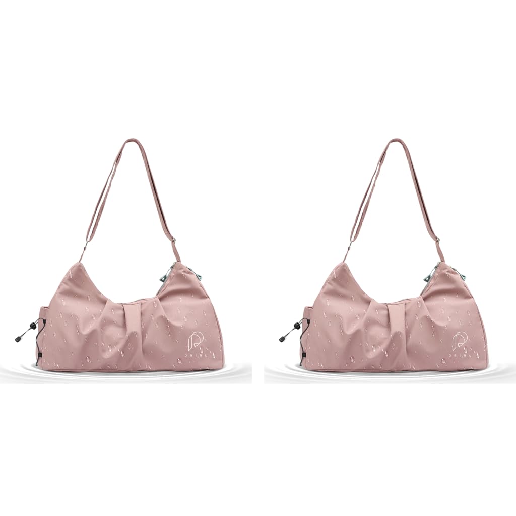 PALAY Women Gym Bag for Travel and Fitness with Shoe Compartment | Waterproof Nylon 2 PCS Pink