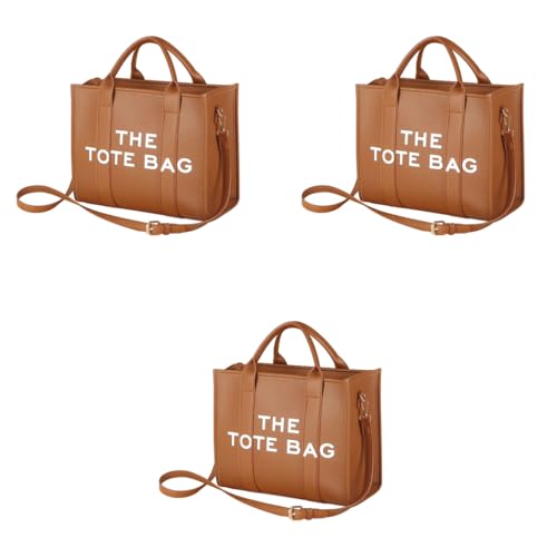 PALAY® PU Tote Bag for Women Cross Body with Detachable Shoulder Belt Fashion Handhold 3 PCS