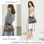 PALAY® Handbag for Women Grey Canvas Shoulder Tote Sling Large Crossbody with Detachable Strap Korean Bag for School Work 3 PCS