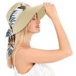 PALAY® Straw Hat for Women Summer Wide Brim Sun Hats for Women with Printed Ribbon, Fashion Beach Hat for Women, Summer Hats for Women Ladies, Beige UV Protection Cap - Lightweight & Breathable