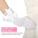 PALAY® Lace Gloves for Women Girls, Butterfly Bow White Gloves for Wedding, Elegant Bridal Gloves Short Mittens for Party Formal Banquet Photography(1 Pair)