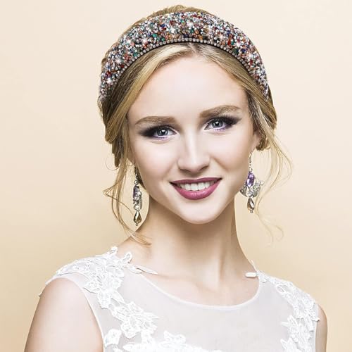 PALAY® Chic Headband for Women Embellished Baroque Rhinestone Headband Wide Headband Elegant Hair Accessories Headpiece Fashion Women Headband