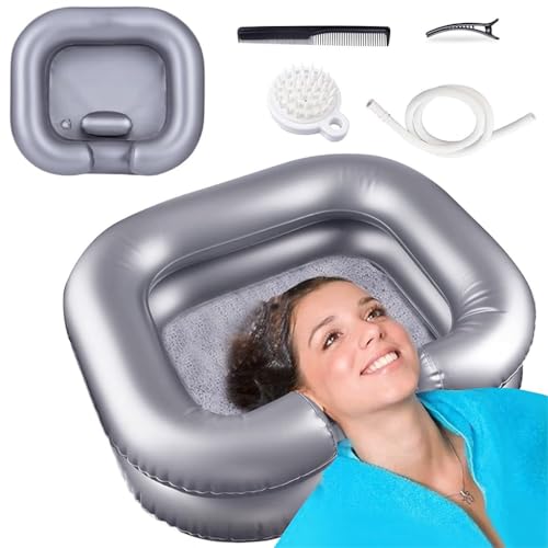 PALAY® Inflatable Shampoo Basin, Portable Shampoo Bowl for The Elderly, Bedridden and Handicapped, Hair Washing Sink for Pregnant Woman, Bedside and in Bed Hair Washing Tray