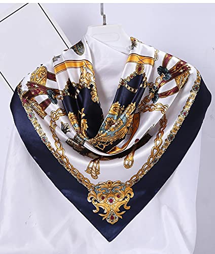 PALAY Women Square Scarf for Head and Neck with Silk Feel 90x90cm | Black Accessory