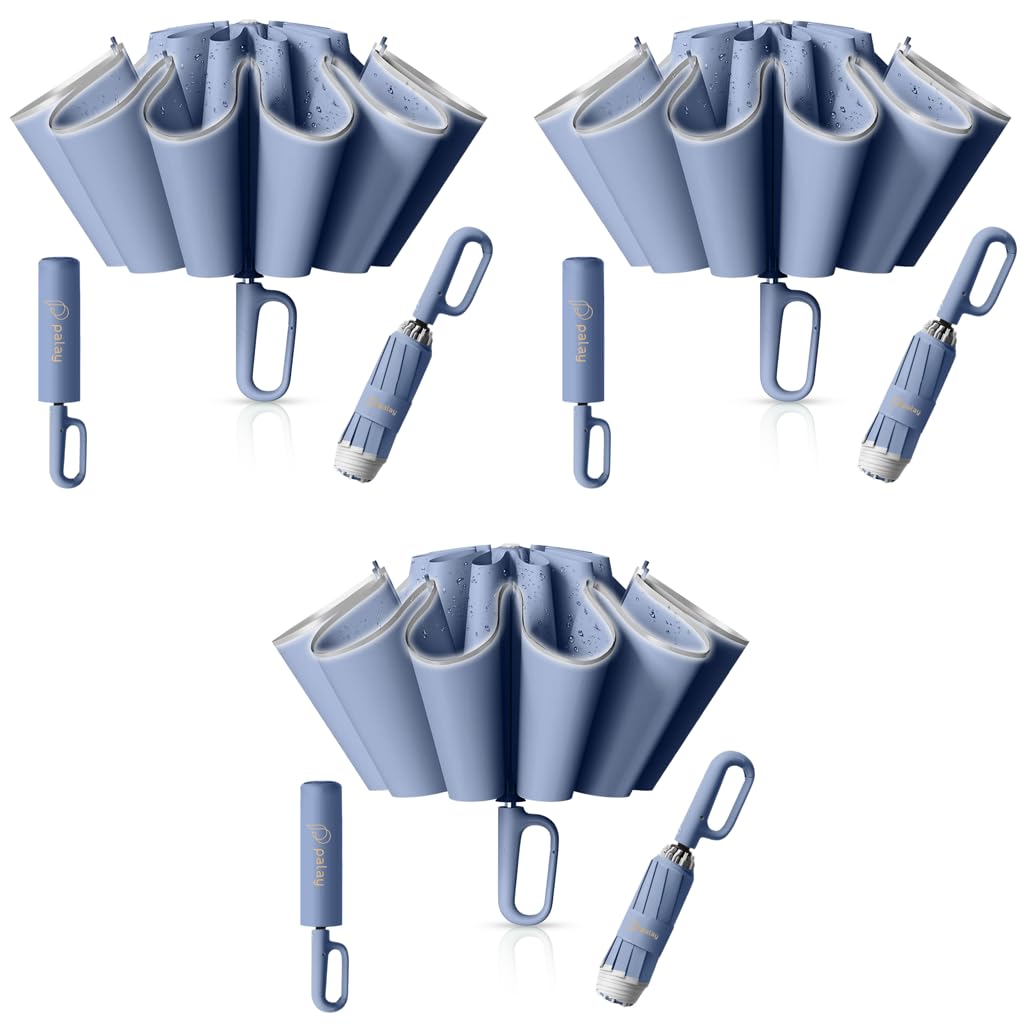 PALAY Large Umbrella for Travel and Outdoor Use with 50in Canopy and 10 Dual Ribs | Reflective Strip and Auto Open Close Design