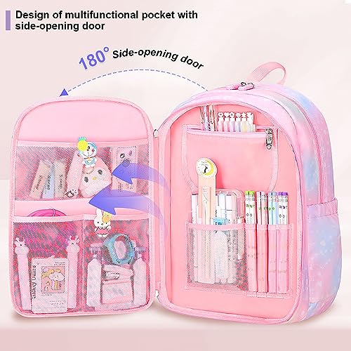 PALAY® School Bag for Girls and Boys Waterproof Stylish Durable Kids Bag Burden Relief Cartoon School Backpacks for Kids Birthday Gift Backpack for School, Picnic (6-12 Years Old) - Pink