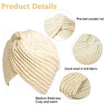 PALAY® Turban Cap Winter Cap for Women Woolen Cap for Women Winter Warm Caps Fashion Knitting Hat Stretchy Knitting Couple Cap Crochet Cap Gift Winter Clothes for Women (Beige)