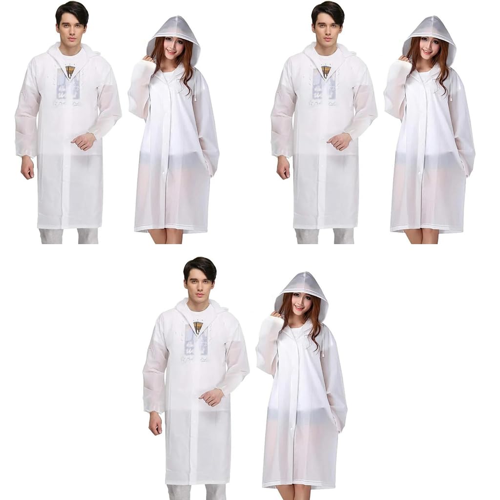 PALAY Rain Ponchos for Adults featuring Snap Button Closure and 56.2 in Length | Reusable EVA Pack of 6
