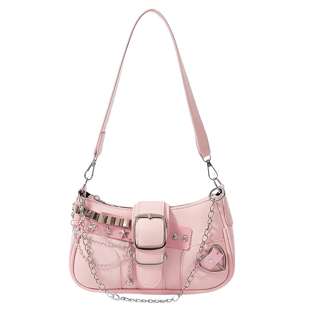PALAY Shoulder Bag for Women featuring 22.5x3.5x12cm Size and Detachable Chain Strap | Y2K Pink Hobo Style