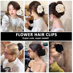 PALAY® 4PCS Rose Hair Claw Clips for Women Aesthetic Large 3.5 In Clutchers Blooming Flower Clip Hawaiian Fashion Black White
