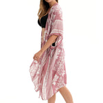 PALAY Women’s Beach Coverups for Bikini Swimwear with 3/4 Sleeves and Open Front | Floral Print Cardigan for Vacation and Resort Wear