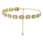 PALAY Belt for Women featuring Adjustable Metal Concho Chain and Crystal Accents in Gold