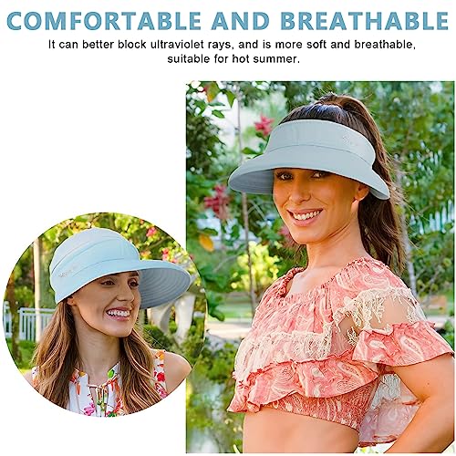 PALAY® Sun Hat for Women 2 in 1 Wide Brim Sun Hats Sport Caps for Women Outdoor UV Protection Summer Cap with Detachable Top for Beach Fishing Baseball, Blue