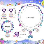 PALAY® Jewellery for Girls Mermaid Princess Crown Necklace Bracelet Earrings and Ring Set, Kids Party Dress up Jewelry Toy Gifts for Girls 4-12 Years Old