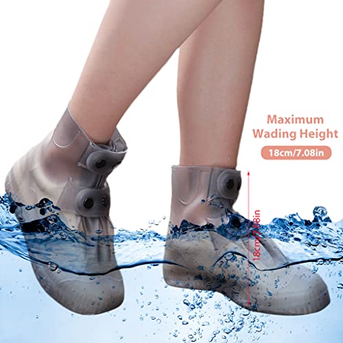 PALAY® Silicone Shoe Covers for Kids Men Women with Double-Breasted Anti-Slip and Waterproof Cover TPE Sole Wear-resistant Reusable for Rainy Season Size 5.5-7.5 3 PCS