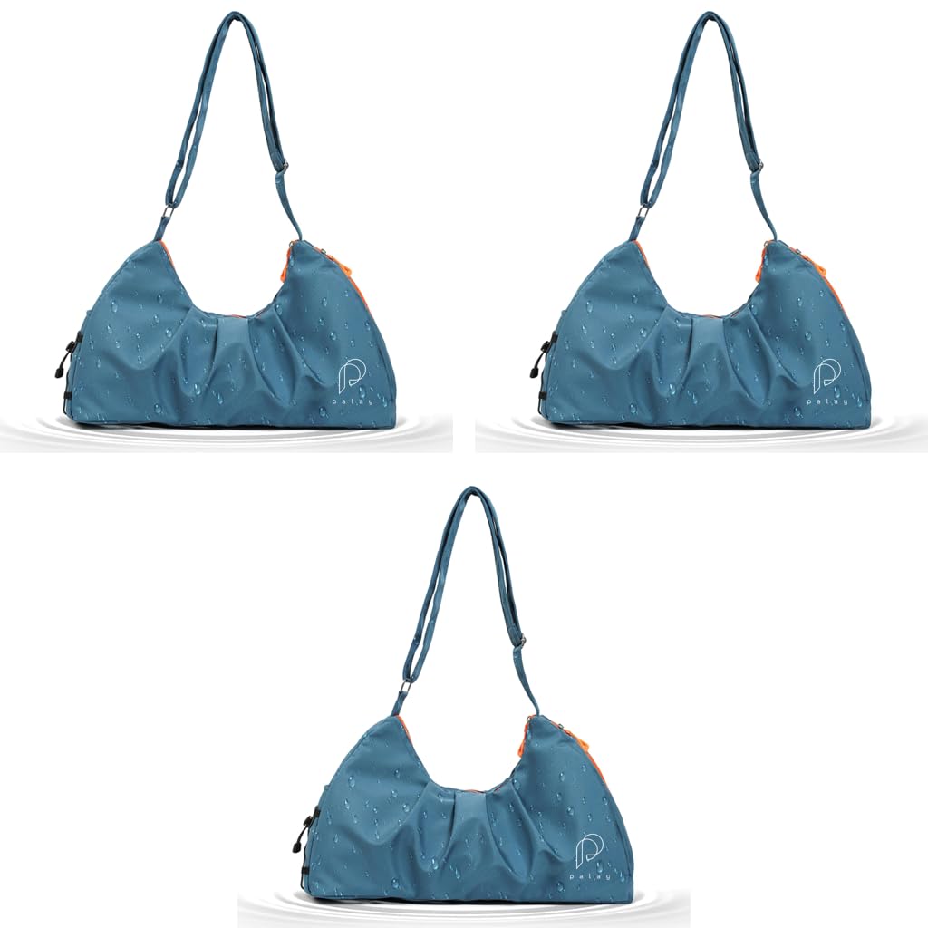 PALAY Gym Bag for Travel and Fitness with Shoe Compartment and Waterproof Nylon | 3 PCS Blue Set