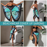PALAY® Beach Wear for Women Butterfly Print Dress Swimsuit Cover Up Lightweight Outfits 2PCS