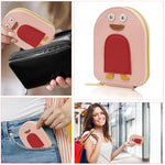 PALAY® Girls Card Bag Travel Holder with 10 Compartments Wallet Organizer Zipper Pouch PU Cartoon Penguin RFID Blocking Pink 3 PCS