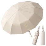 PALAY Umbrella for Sun Protection with 12 Fiberglass Ribs and Clear Handle | Beige Travel Use