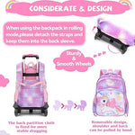 PALAY® Unicorn Print School Backpack for Girls Travel BackPack for Girl School Bag on Wheel Detachable Wheel Stand Gift School Bag for Girls Primary Student