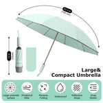 PALAY Auto Folding Umbrella for Travel featuring 50in Canopy and 10 Dual Ribs | Mint Green