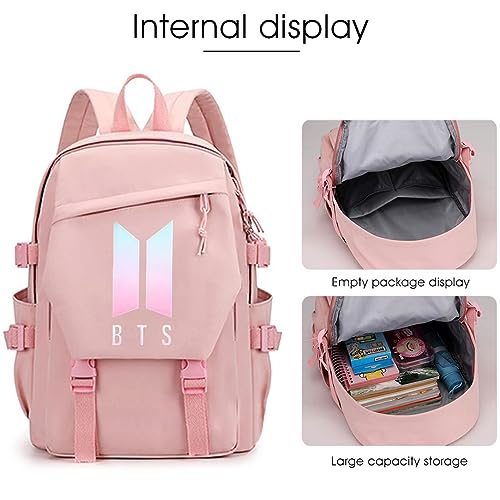 PALAY® BTS Bag for Girls, Kids Stylish Kpop Bangtan BTS School Backpack for Boys, Girls Student Bag for School, College Shoulder Backpack for Girls, Boys Laptop Bags BTS Gift Girls, Boys - Black