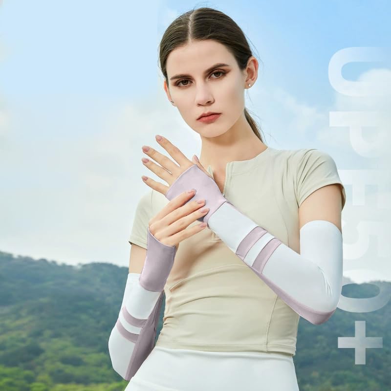 PALAY® Hand Cover Arm Sleeves for Women, UV Protection Arm Sleeves, Summer UPF 50+ Sun Protection Gloves for Women Bike Golf Hiking Driving - Quick Dry, Breathable