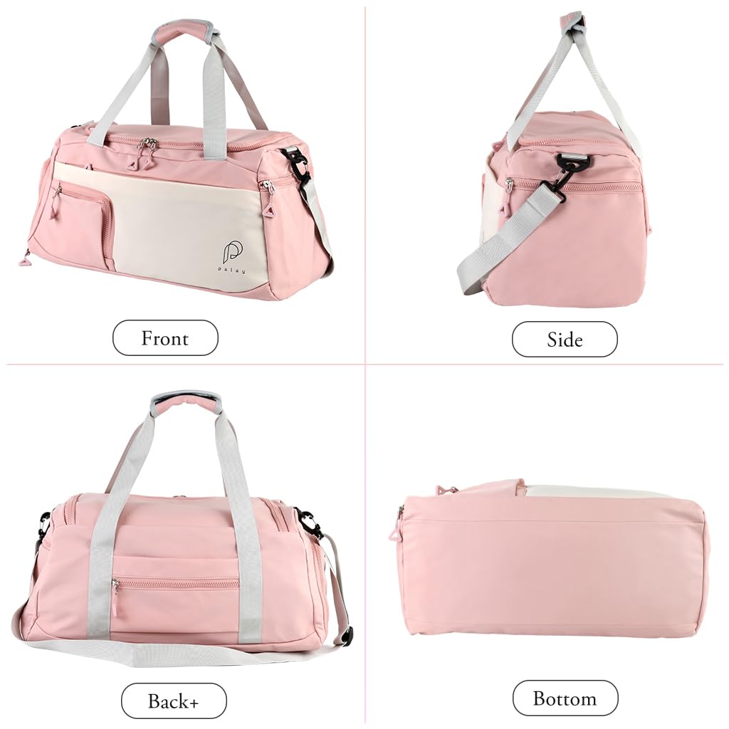 PALAY Gym Bag for Fitness and Travel with Shoe Compartment featuring Waterproof Oxford Cloth | Lightweight Shoulder Duffle in Pink