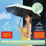 PALAY® UV Umbrella Small for Sun Protection 5 Fold Stylish Capsule Women Men Kids Girls Boys Perfect Rain Windproof 8 Ribs Design UPF50 Gradient Green 2PCS