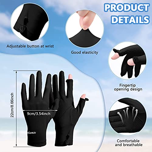 PALAY® Spandex Sun Protection Gloves Women Non-Slip Touch Screen Sun Gloves, Summer Ice Silk Cooling Gloves, Outdoor Breathable Gloves For Cycling Driving Fishing - Black