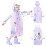 PALAY Raincoat for Girls featuring Princess Elsa Print and Wide Brim Hood | EVA Knee Length Design for 9–11 Years