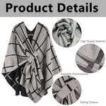 PALAY® Women's Shawl Wrap Winter Shawl Indoor Outdoor Fashion Checked Women Shawl 51 x 59 inches Warm Dacron Shawl for Women Birthday Gift