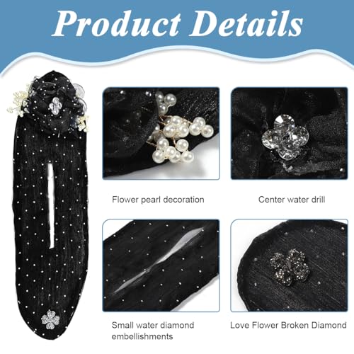 PALAY® Hair Bun Accessories for Women and Girls Floral Pearl Magic Maker for Long Thick Flawless French Clips Elegant Headpiece Birthday Gift 3 PCS